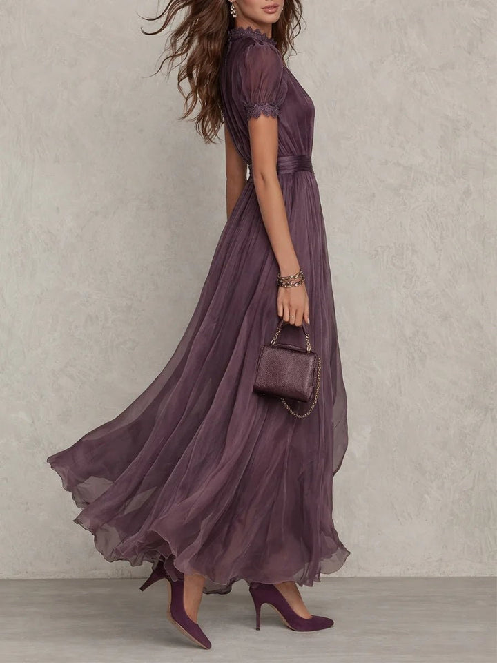Elowen | Keyhole-Neck Sleeve Balloon Autumn Wedding Guest Maxi Dress
