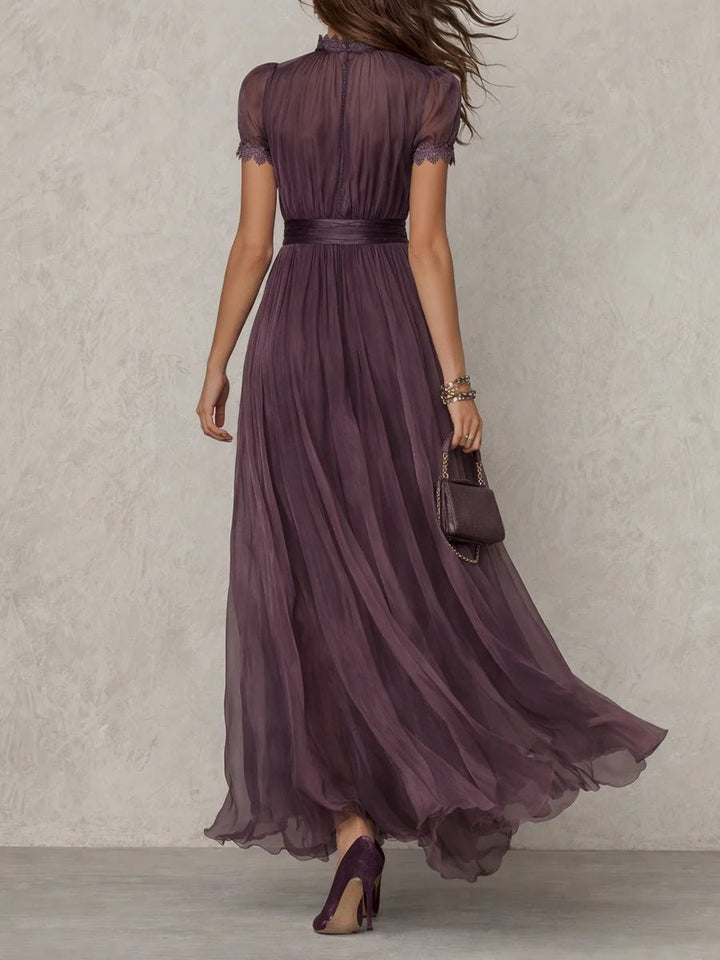 Elowen | Keyhole-Neck Sleeve Balloon Autumn Wedding Guest Maxi Dress