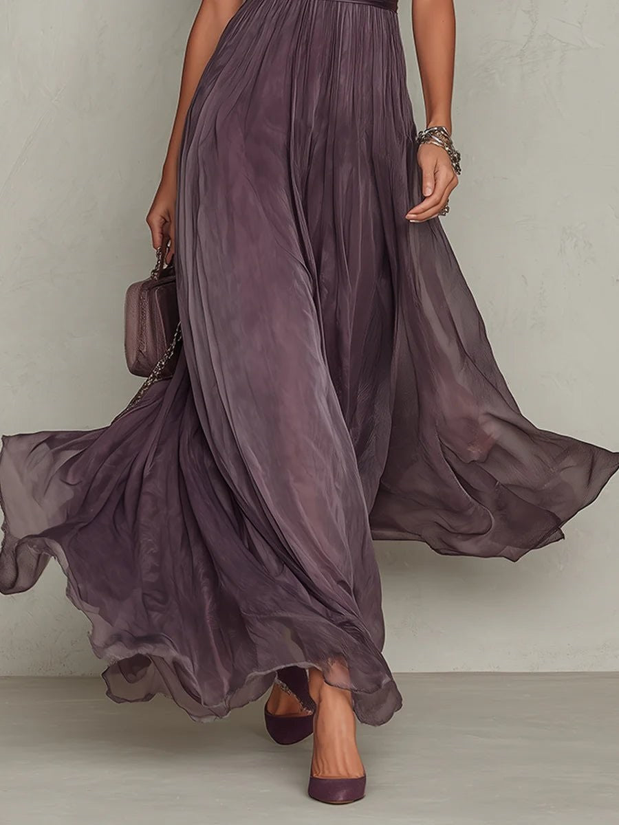 Elowen | Keyhole-Neck Sleeve Balloon Autumn Wedding Guest Maxi Dress
