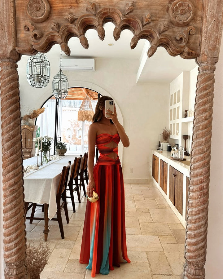 Wren | Strapless Ombré Maxi Dress with Cut-Out