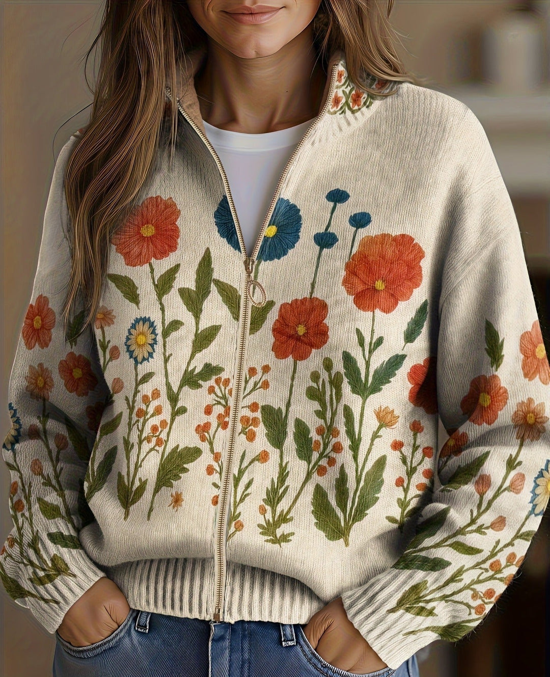Juniper | Wildflower Meadow Zip Cardigan - Helen & Olivia Manhattan